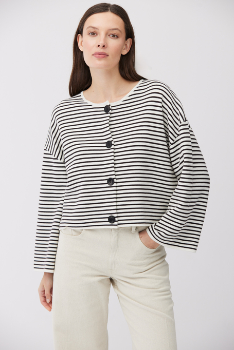 Gestreifte Strickjacke aus Merinowolle