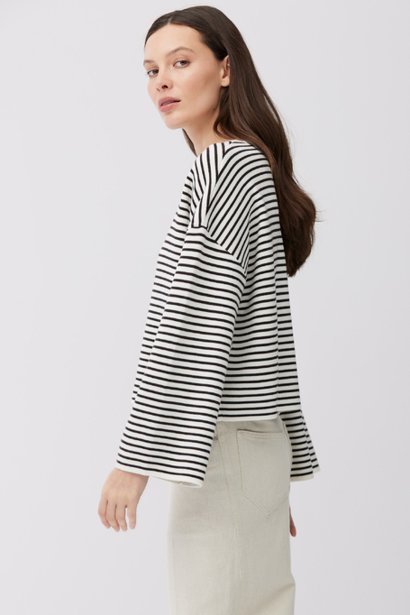 Gestreifte Strickjacke aus Merinowolle