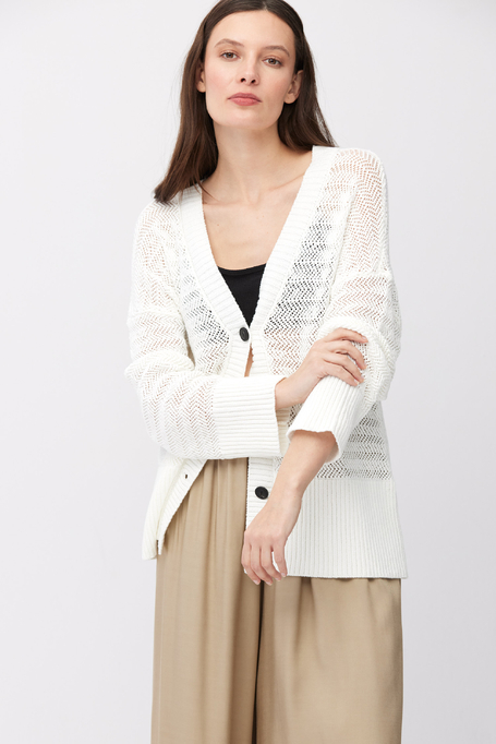 Weißer, durchbrochener Cardigan