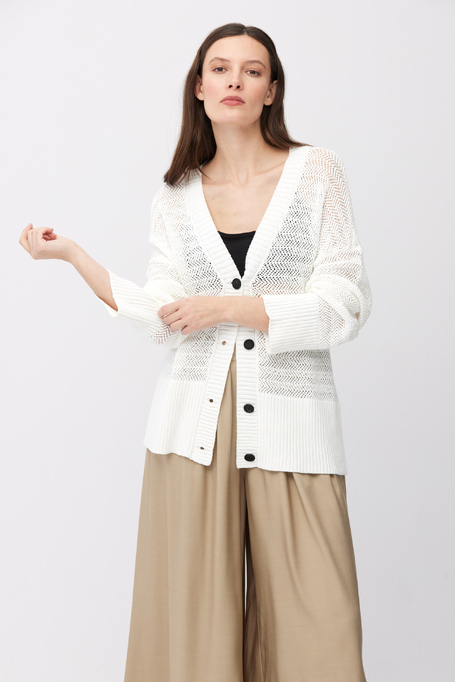 Weißer, durchbrochener Cardigan