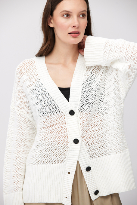 Weißer, durchbrochener Cardigan