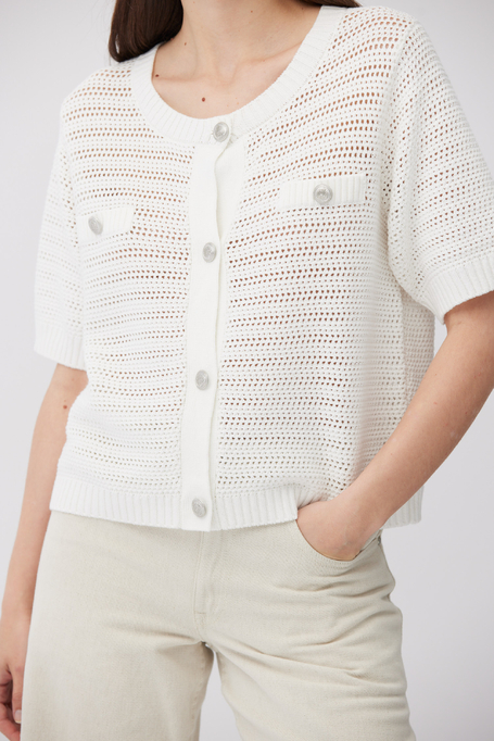 Durchbrochener Cardigan mit kurzen Ärmeln