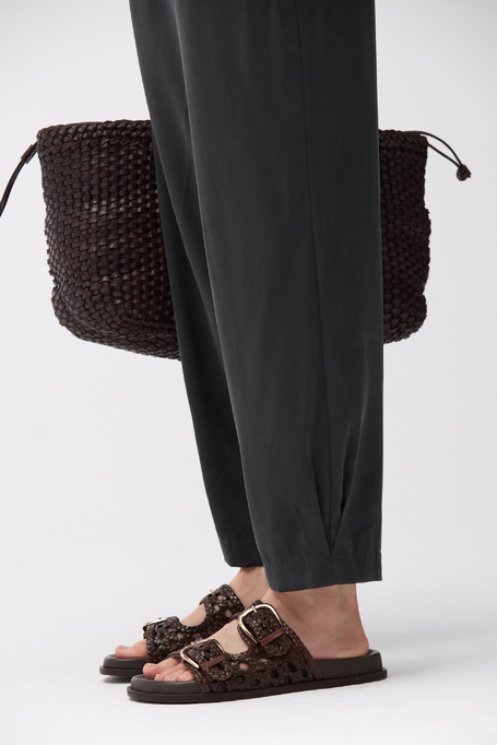 Smaragdgrüne Seidenhose