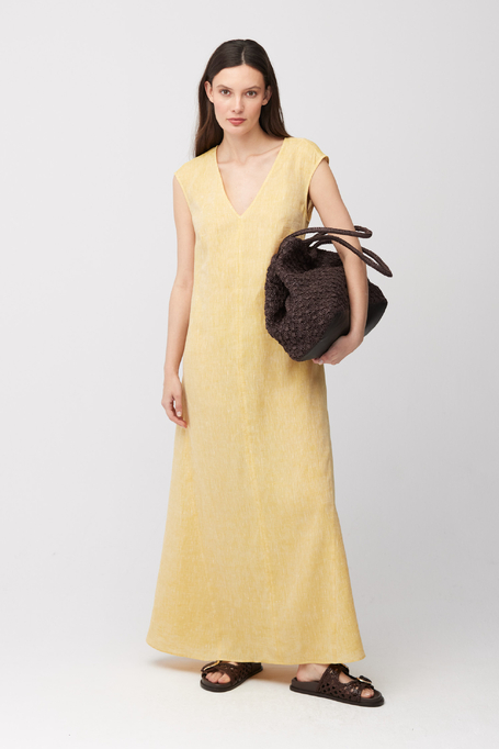 Gelbes Maxikleid aus Leinen - Patrizia Aryton
