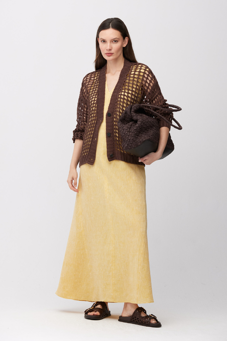 Gelbes Maxikleid aus Leinen - Patrizia Aryton