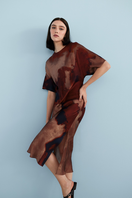 Tailliertes Kleid mit Muster aus Viskose - Patrizia Aryton