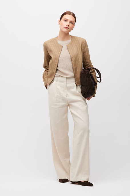 Beige weite Hose mit Leinen - Patrizia Aryton