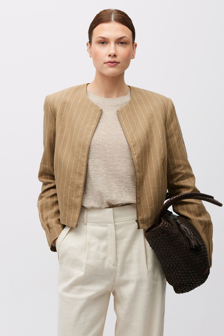 Beige weite Hose mit Leinen - Patrizia Aryton