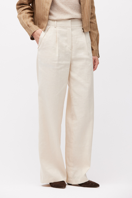Beige weite Hose mit Leinen - Patrizia Aryton
