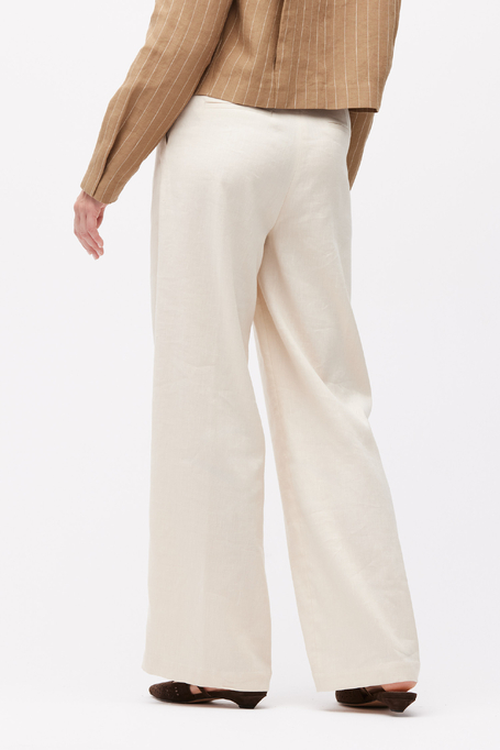 Beige weite Hose mit Leinen - Patrizia Aryton
