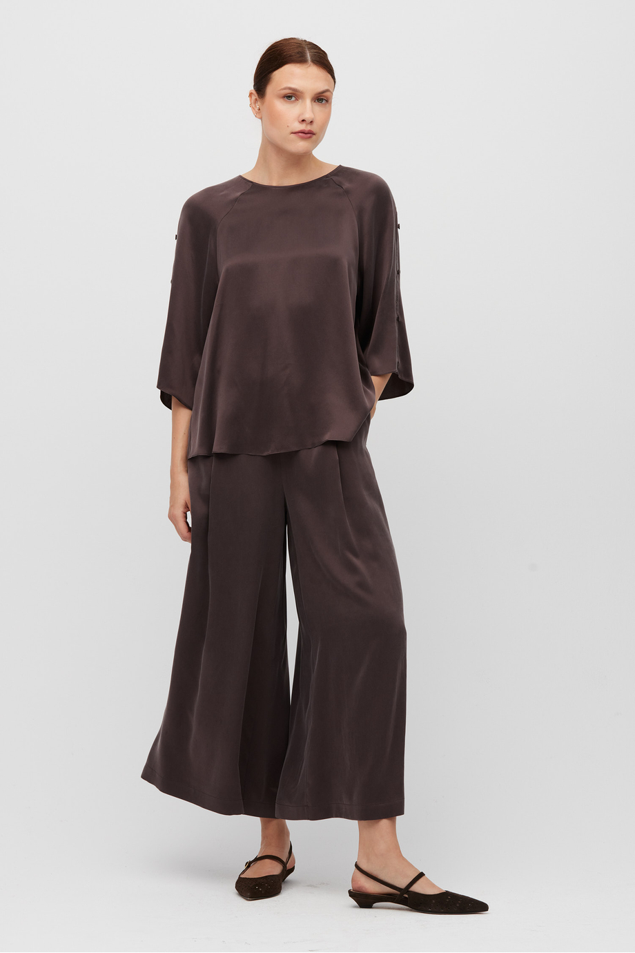 Seidenbluse in Schokoladenfarbe - Patrizia Aryton Seidenbluse in Schokoladenfarbe - Patrizia Aryton