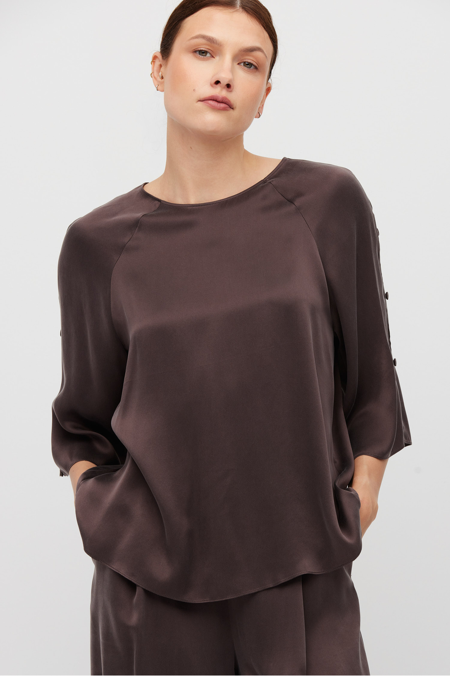 Seidenbluse in Schokoladenfarbe - Patrizia Aryton Seidenbluse in Schokoladenfarbe - Patrizia Aryton