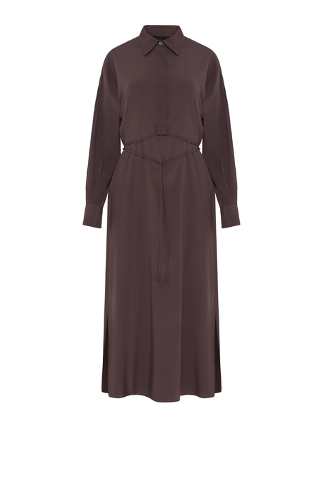 Midi-Kleid aus schokoladenfarbener Seide - Patrizia Aryton Midi-Kleid aus schokoladenfarbener Seide - Patrizia Aryton