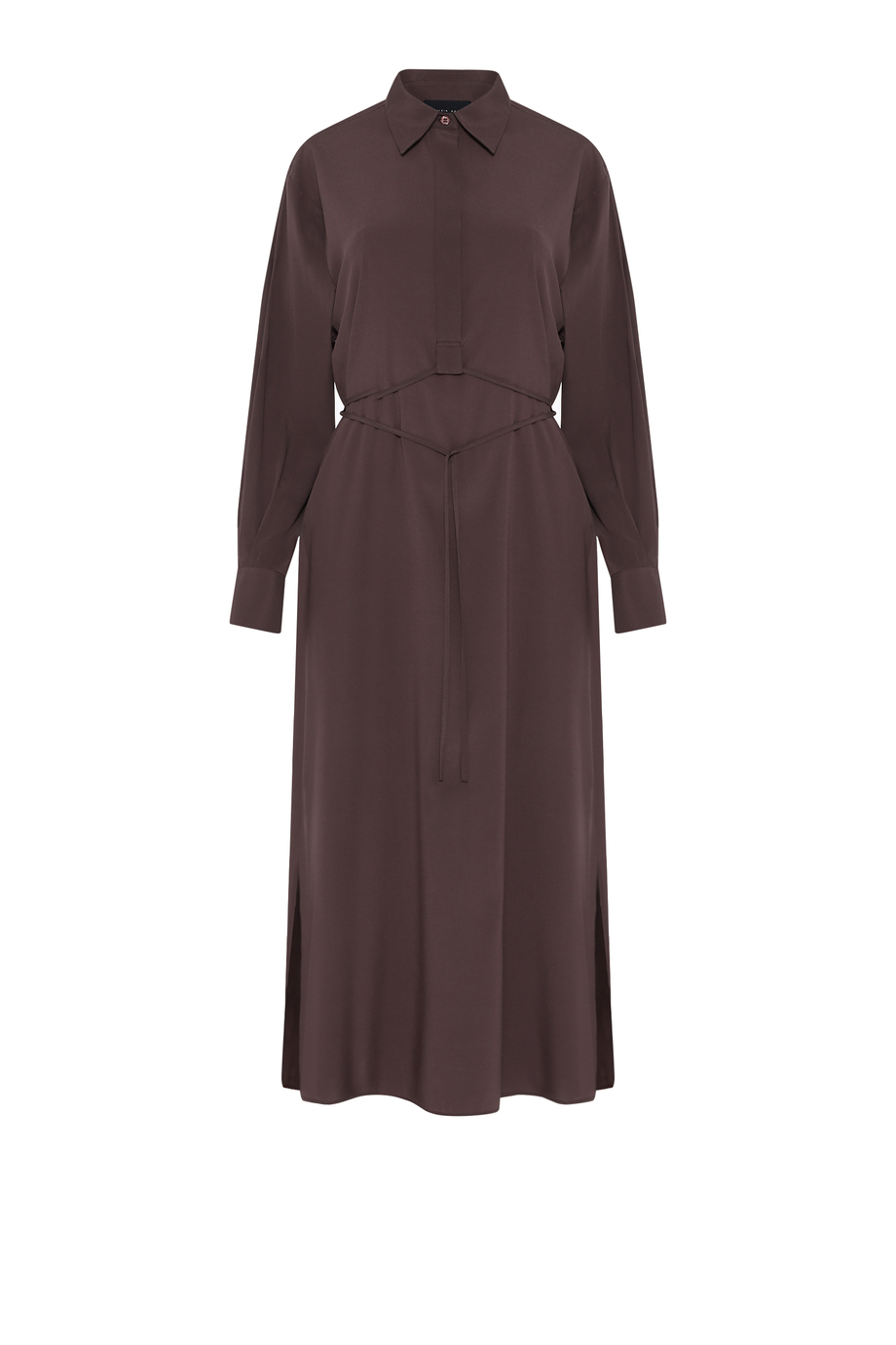 Midi-Kleid aus schokoladenfarbener Seide - Patrizia Aryton Midi-Kleid aus schokoladenfarbener Seide - Patrizia Aryton