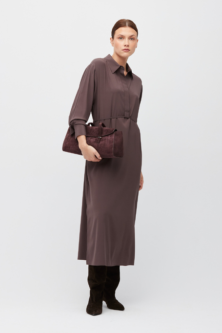 Midi-Kleid aus schokoladenfarbener Seide - Patrizia Aryton