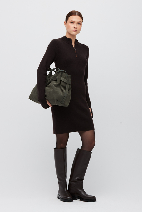 Mini-Kleid in schokoladenbrauner Farbe aus Merinowolle - Patrizia Aryton