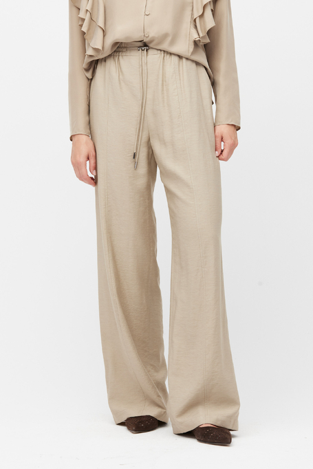 Beige weite Hose mit Wollanteil