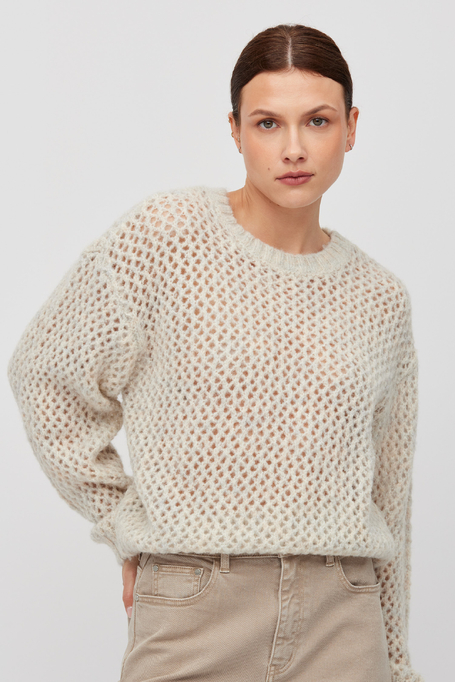 Beige Pullover aus Woll-Alpaka-Mischung Beige Pullover aus Woll-Alpaka-Mischung