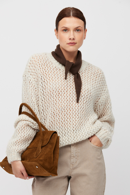 Beige Pullover aus Woll-Alpaka-Mischung