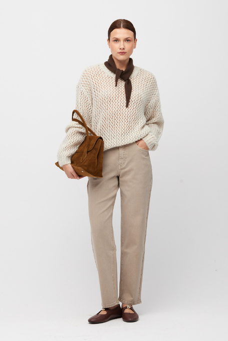Beige Pullover aus Woll-Alpaka-Mischung