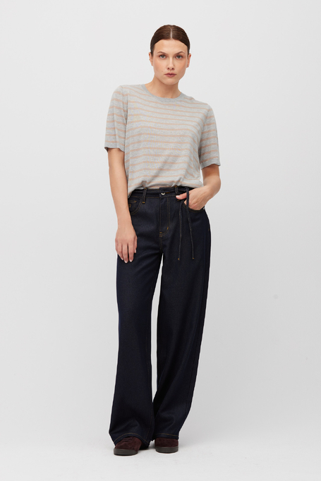 Gestreifte Strickbluse aus Kaschmir und Lyocell