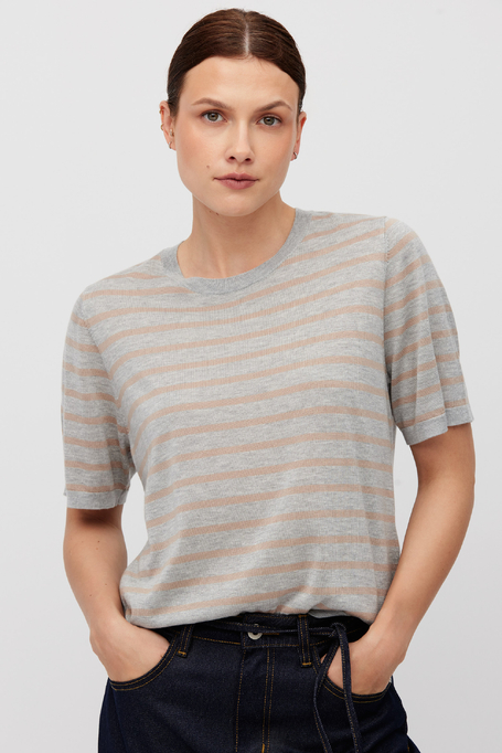 Gestreifte Strickbluse aus Kaschmir und Lyocell