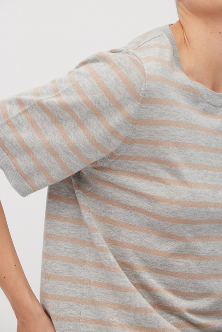 Gestreifte Strickbluse aus Kaschmir und Lyocell