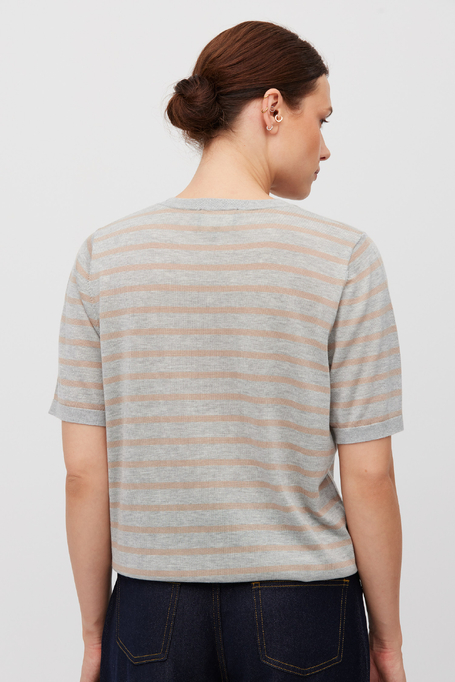 Gestreifte Strickbluse aus Kaschmir und Lyocell