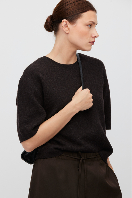 Schokoladenbraune Bluse aus Merinowolle