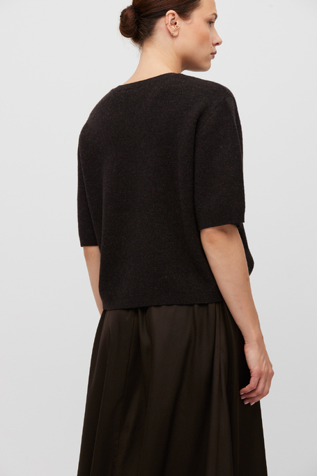 Schokoladenbraune Bluse aus Merinowolle