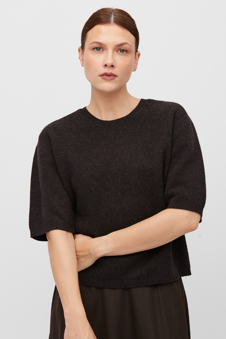 Schokoladenbraune Bluse aus Merinowolle
