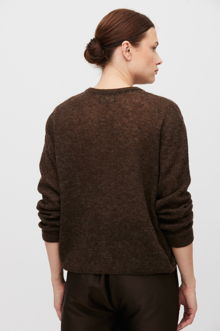 Schokoladenbrauner Cardigan mit Alpakawolle