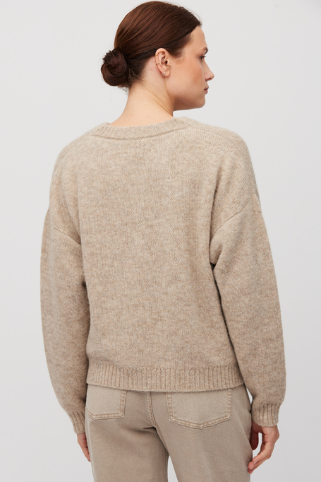 Beige Cardigan mit Alpakawolle
