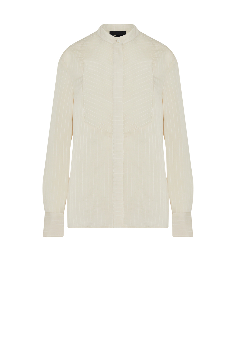 Beige Bluse mit Stehkragen Beige Bluse mit Stehkragen