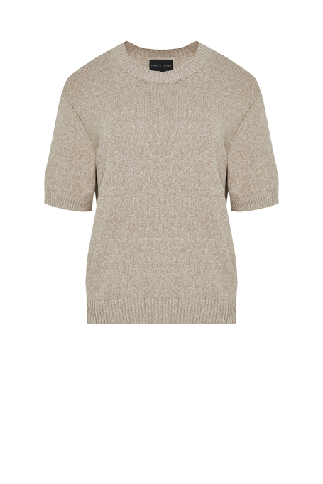 Beige Pullover aus Baumwoll-Leinen-Mischung Beige Pullover aus Baumwoll-Leinen-Mischung