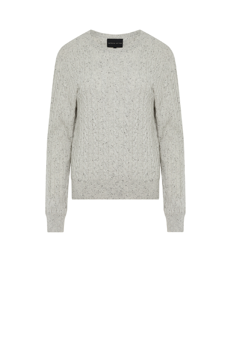 Grauer Kaschmirpullover mit Zopfmuster - Patrizia Aryton