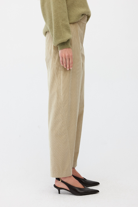 Beige Cordhose im Barrel-Schnitt - Patrizia Aryton