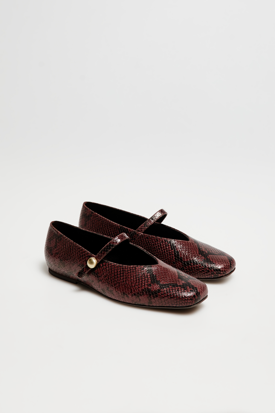 Leder-Ballerinas mit Reptilienmuster Leder-Ballerinas mit Reptilienmuster