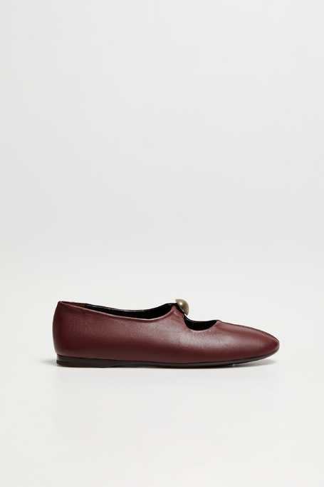 Braune Lederballerinas mit Gürtel