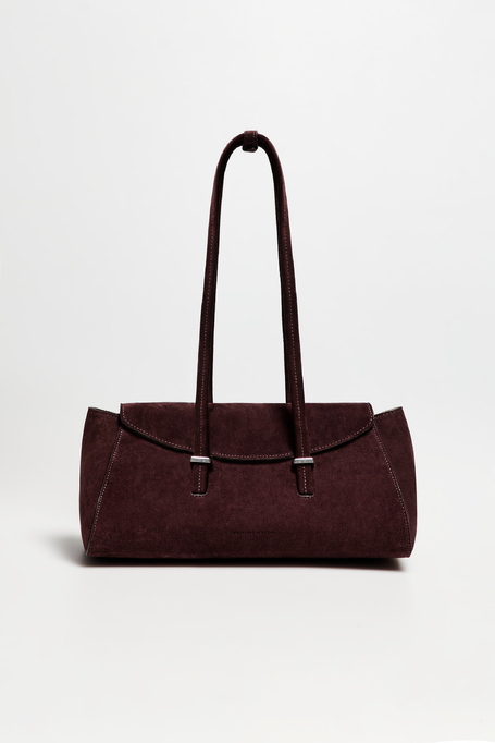Auberginefarbene Tasche aus Wildleder