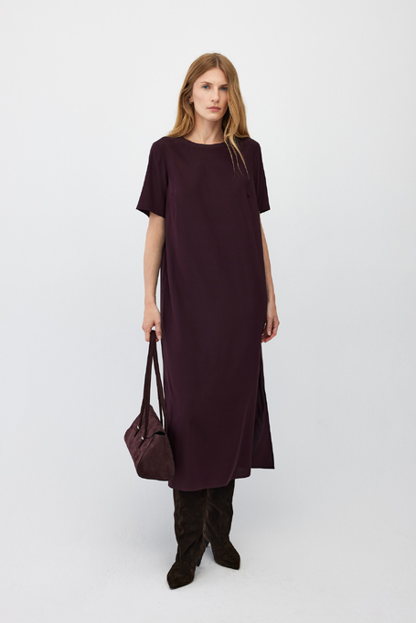 Auberginefarbenes Seidenkleid - Patrizia Aryton