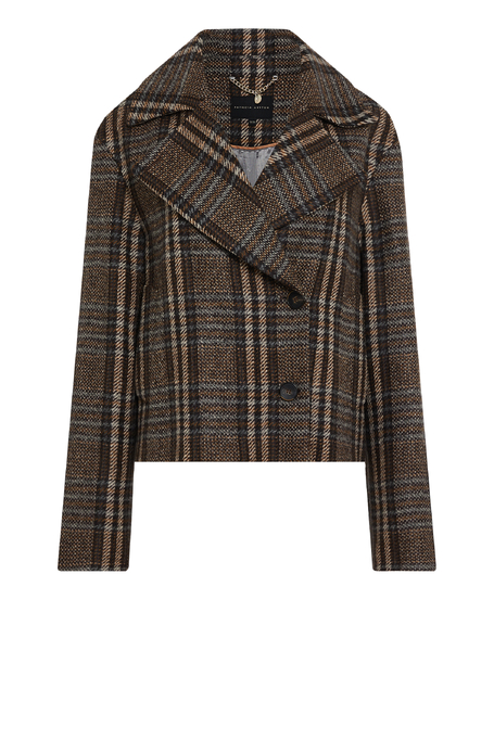 Kurze karierte Jacke aus Virgin Wool Kurze karierte Jacke aus Virgin Wool