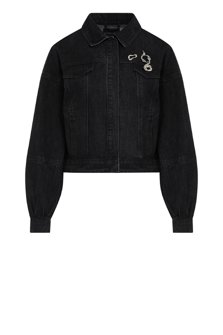 Dunkelgraue lockere Jeansjacke Dunkelgraue lockere Jeansjacke