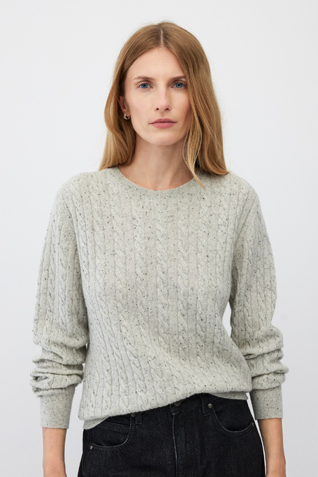 Grauer Kaschmirpullover mit Zopfmuster - Patrizia Aryton