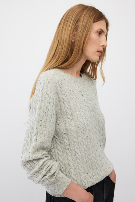 Grauer Kaschmirpullover mit Zopfmuster - Patrizia Aryton