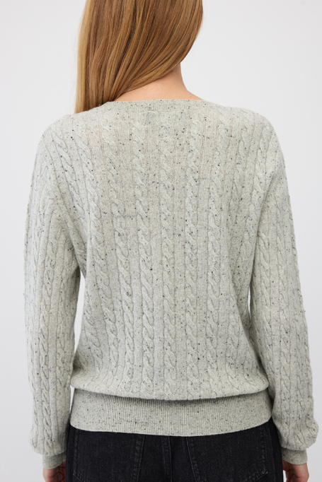 Grauer Kaschmirpullover mit Zopfmuster - Patrizia Aryton
