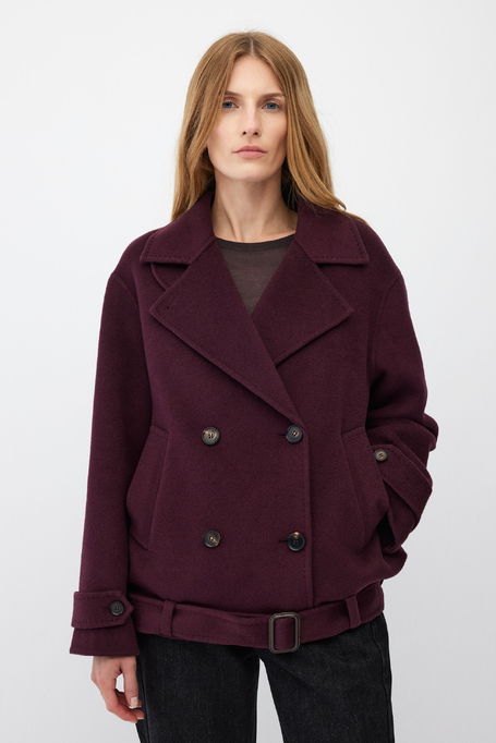Aubergine-Jacke mit doppelseidiger Seidenjacke