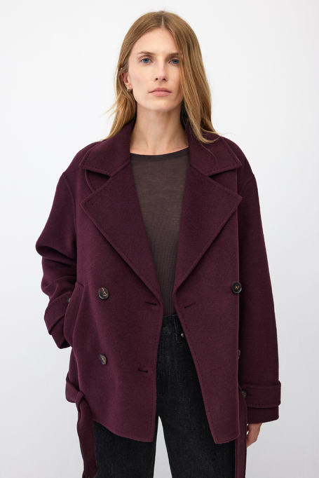 Aubergine-Jacke mit doppelseidiger Seidenjacke