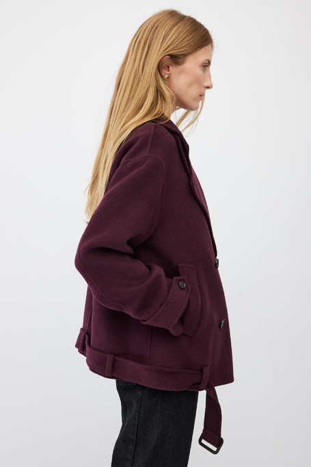 Aubergine-Jacke mit doppelseidiger Seidenjacke