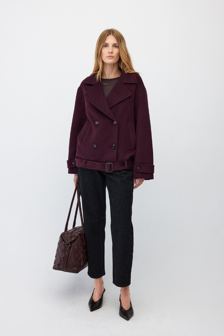 Aubergine-Jacke mit doppelseidiger Seidenjacke